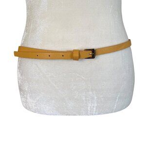 H&M yellow leather adjustable skinny belt with gold buckle size small